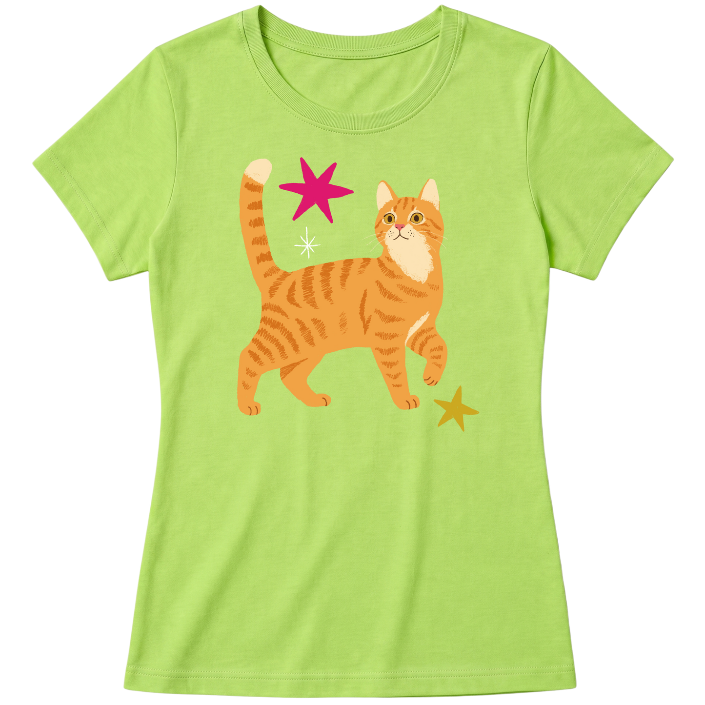 "Gato laranja rajado" Blusa Baby Look