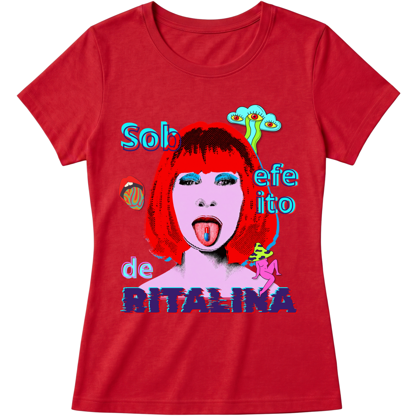 "Camiseta - Sob efeito de Ritalina" Blusa Baby Look