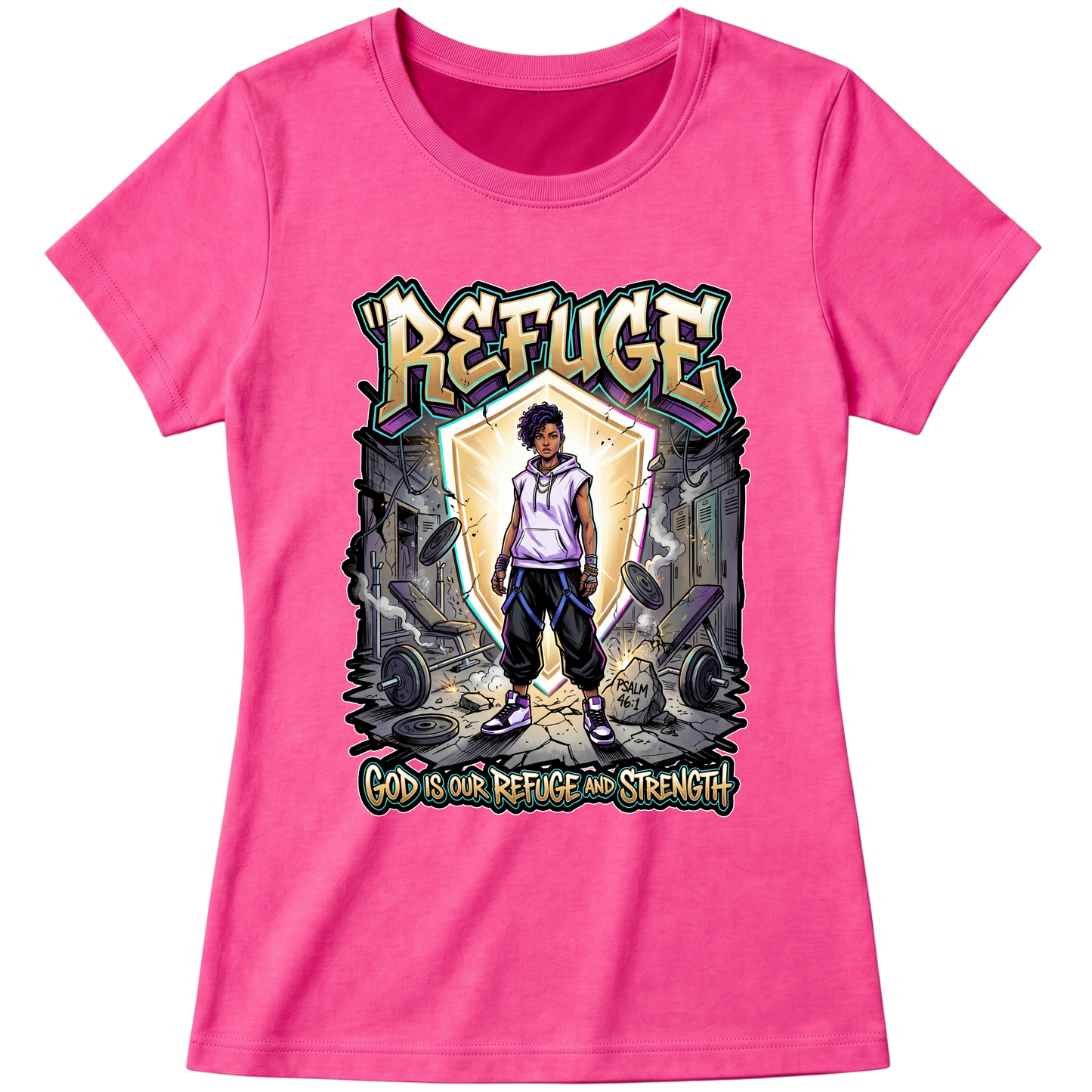 "Produto #010 Baby look REFUGE GOD" Blusa Baby Look