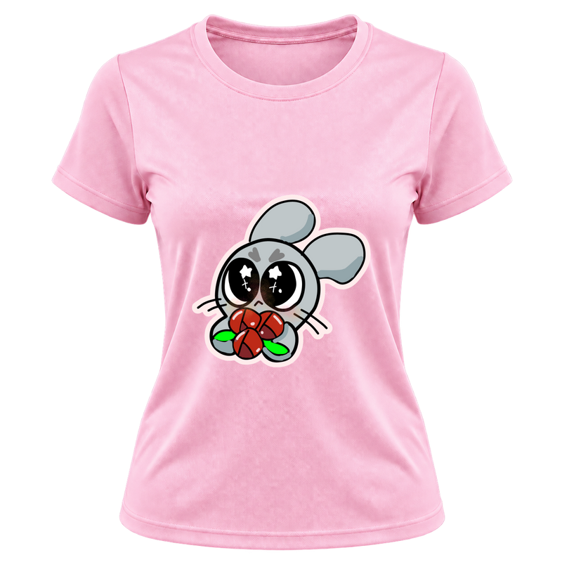 "Camiseta Dryfit Feminina Basic – Ratito Rato com Buquê" Camiseta Dryfit Feminina Basic