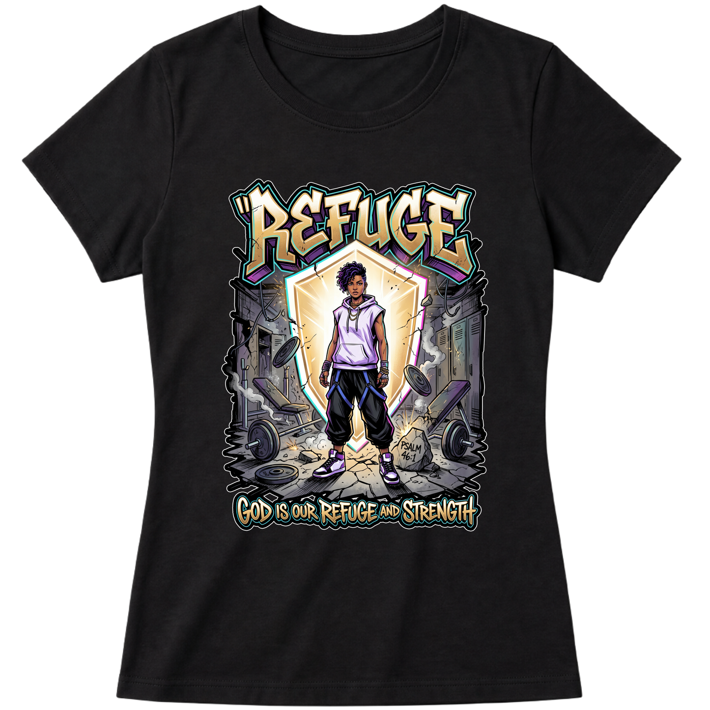 "Produto #010 Baby look REFUGE GOD" Blusa Baby Look
