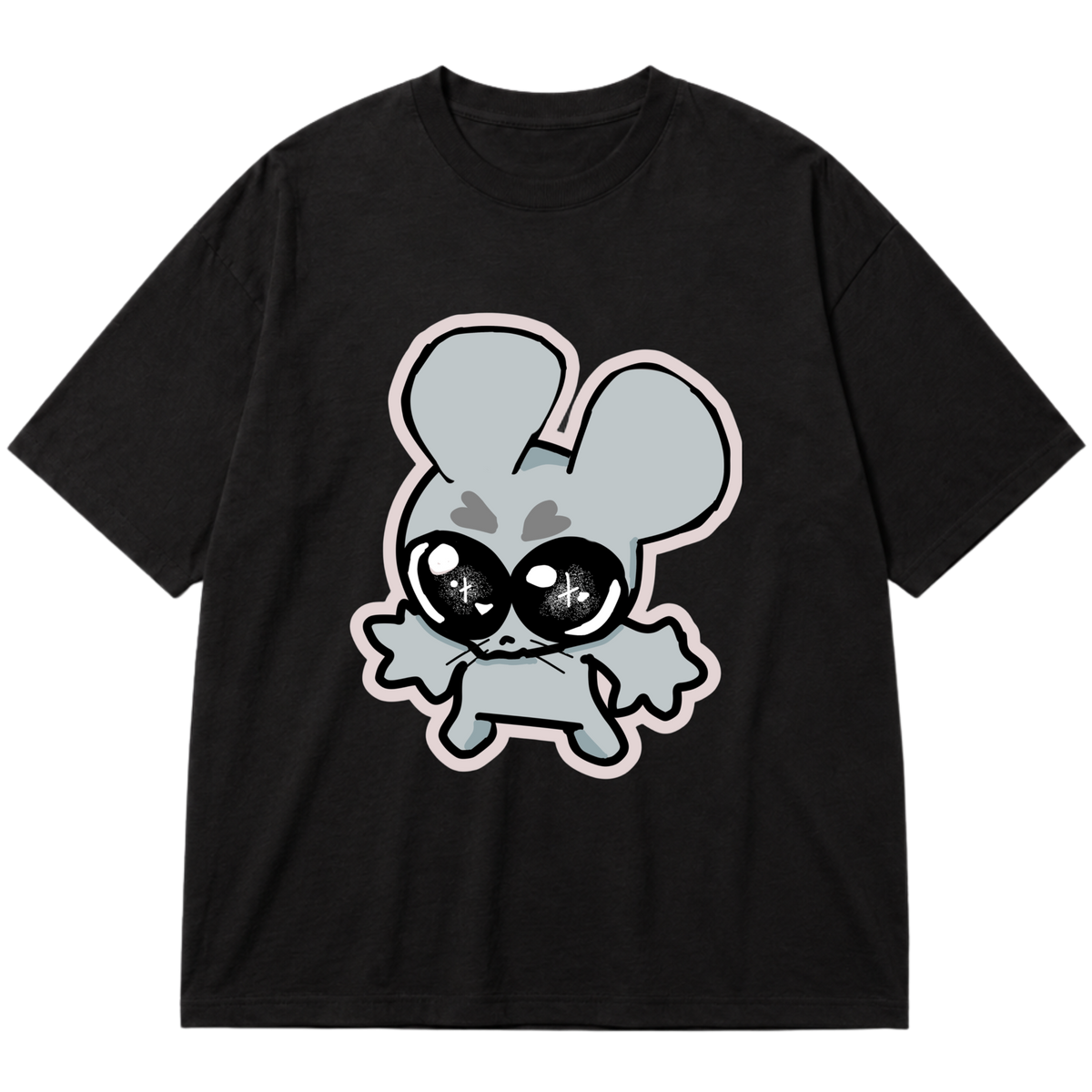 "Cute little mouse" Oversized Premium 96% algodão 4% Elastano