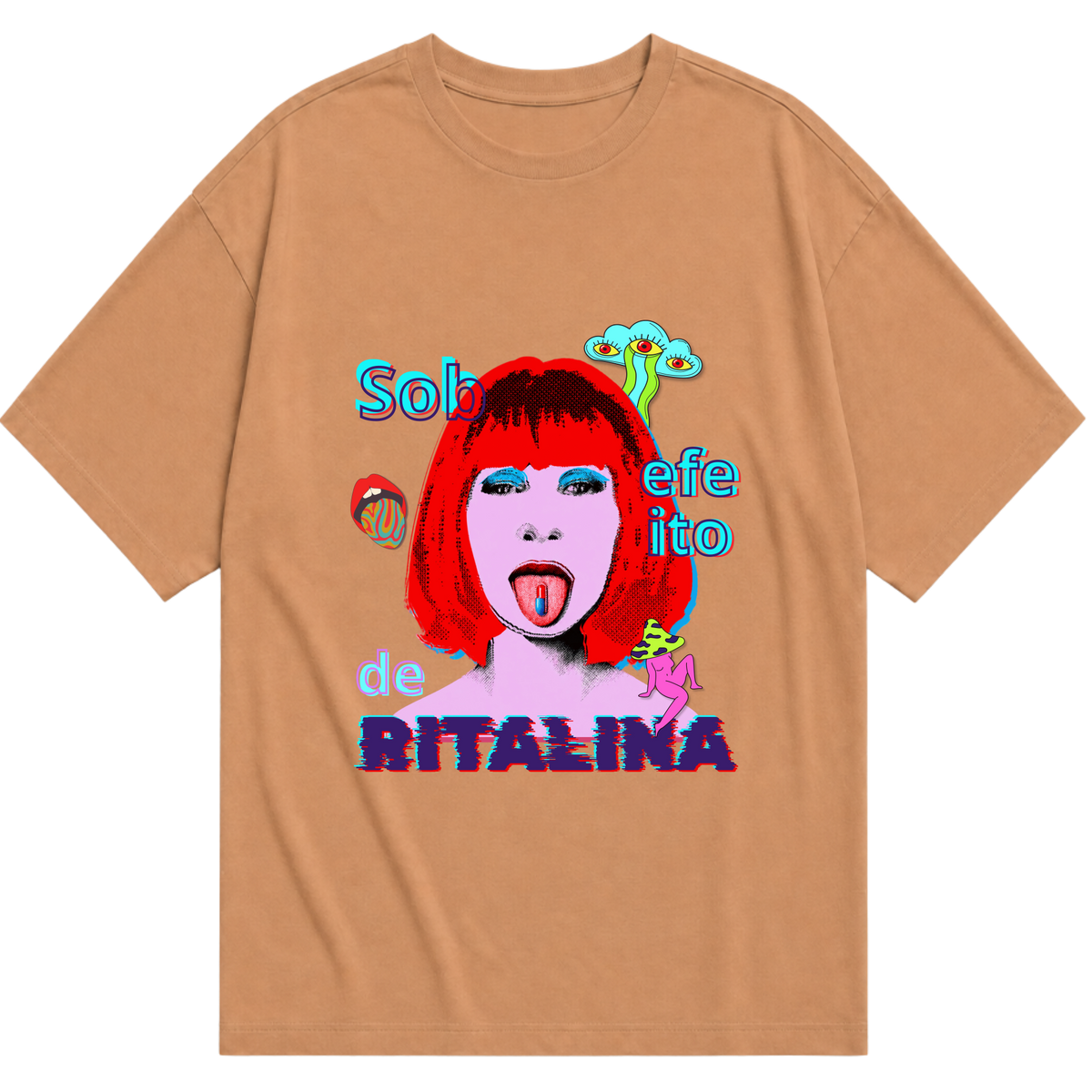 "Camiseta over - Sob o efeito de Ritalina" Camiseta Oversized Básica