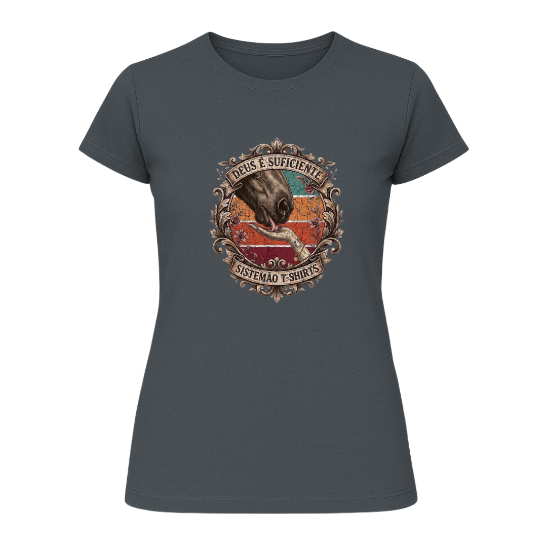 "Estampa DEUS É O SUFICIENTE" Blusa Baby Look