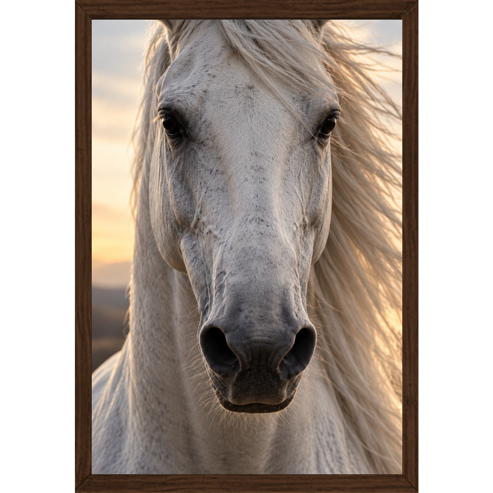 "Corcel Branco face" Quadro tradicional sem vidro acrílico