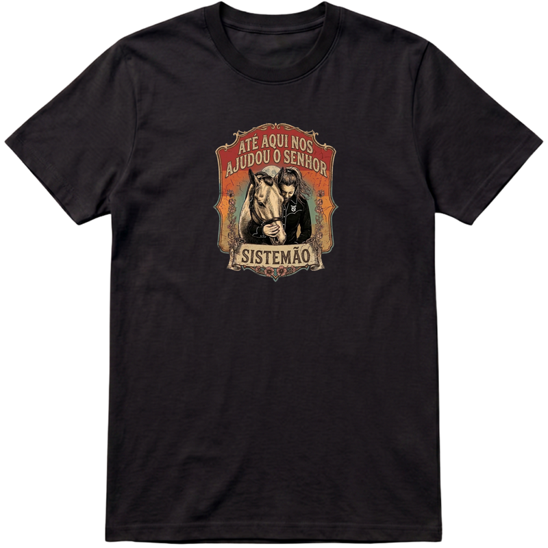 "Estampa ATÉ AQUI NOS AJUDOU O SENHOR TS" Camiseta Premium Unissex Bunker Studios