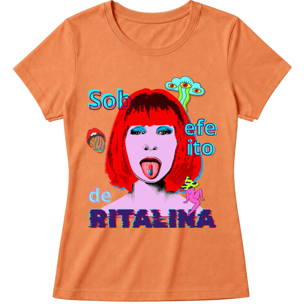 "Camiseta - Sob efeito de Ritalina" Blusa Baby Look