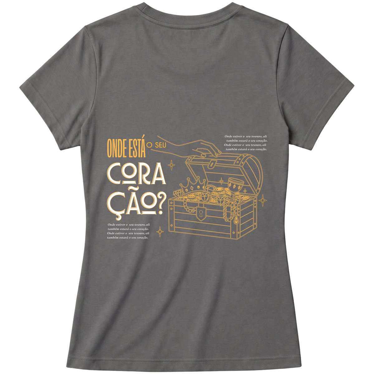 "Baby Look Onde está seu coração MT 6:21 | Coleção Marcas" Blusa Baby Look