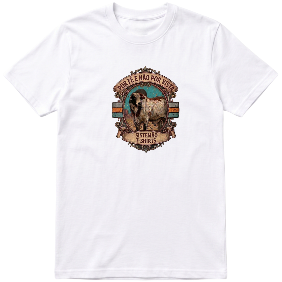 "Estampa POR FÉ NÃO POR VISTA" Camiseta Básica Unissex