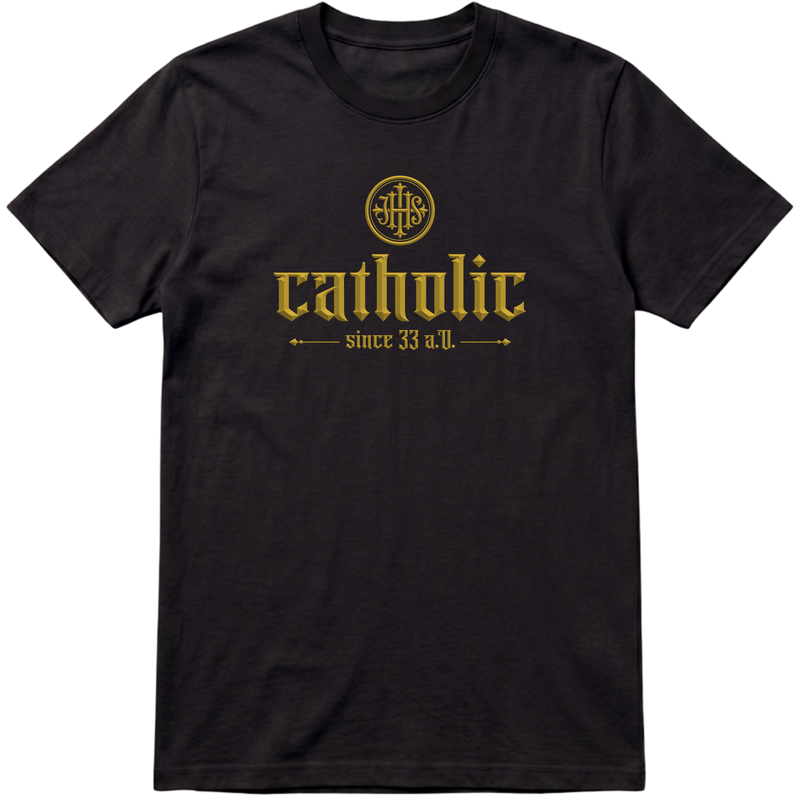 "F&C Catholic Since 33 A.D." Camiseta Premium Unissex Bunker Studios
