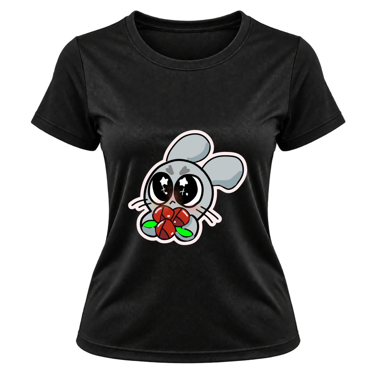 "Camiseta Dryfit Feminina Basic – Ratito Rato com Buquê" Camiseta Dryfit Feminina Basic