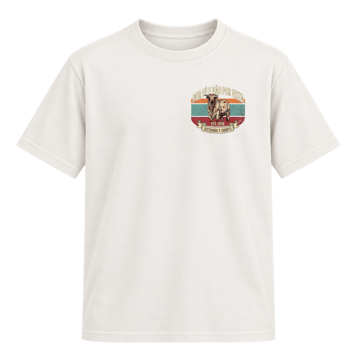 "Estampa/POR FÉ" Camiseta Regular Suedine
