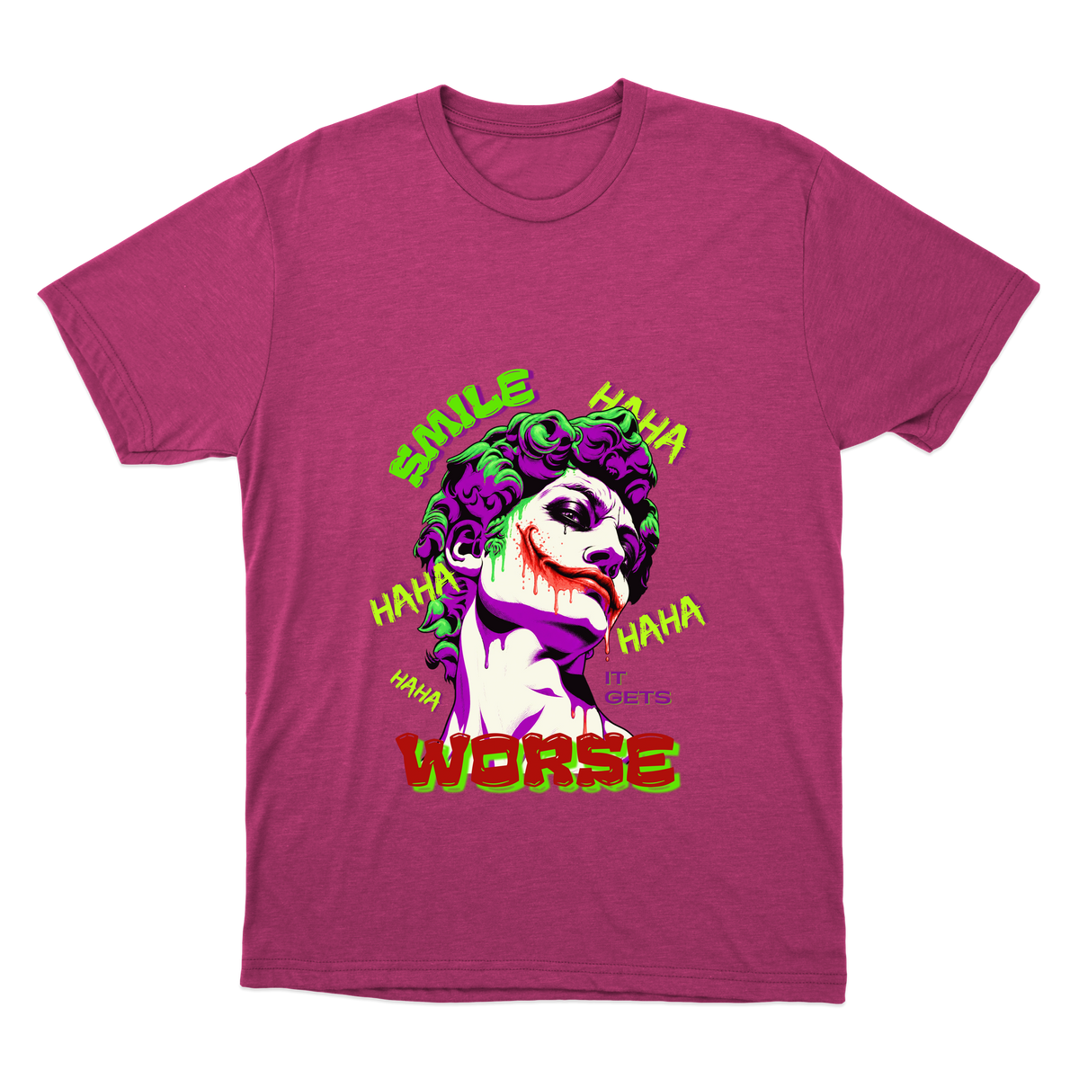 "Camiseta SMILE IT GETS WORSE - Coringa" Camiseta Básica Unissex