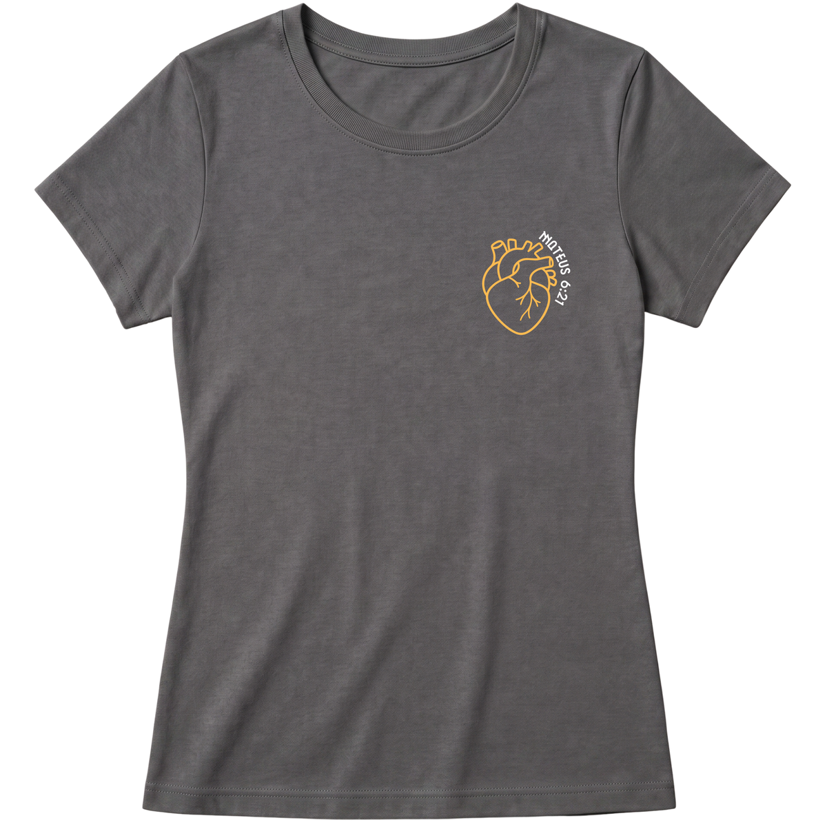 "Baby Look Onde está seu coração MT 6:21 | Coleção Marcas" Blusa Baby Look