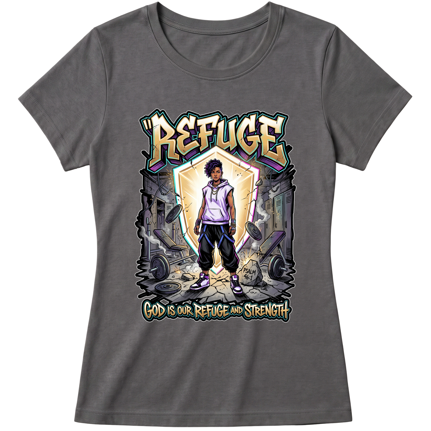 "Produto #010 Baby look REFUGE GOD" Blusa Baby Look