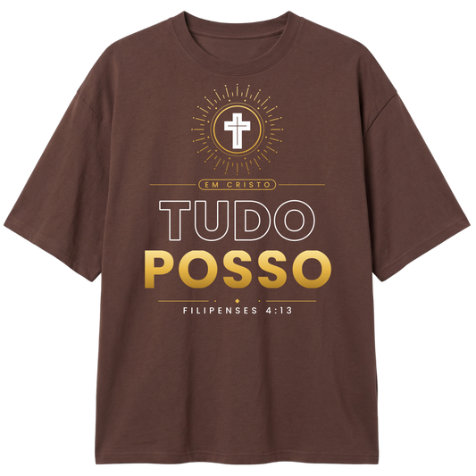 "CAMISA OVERSIZE CLASSIC (EM CRISTO TUDO POSSO FILIPENSES 13 4:13)" Camiseta Oversized Classic