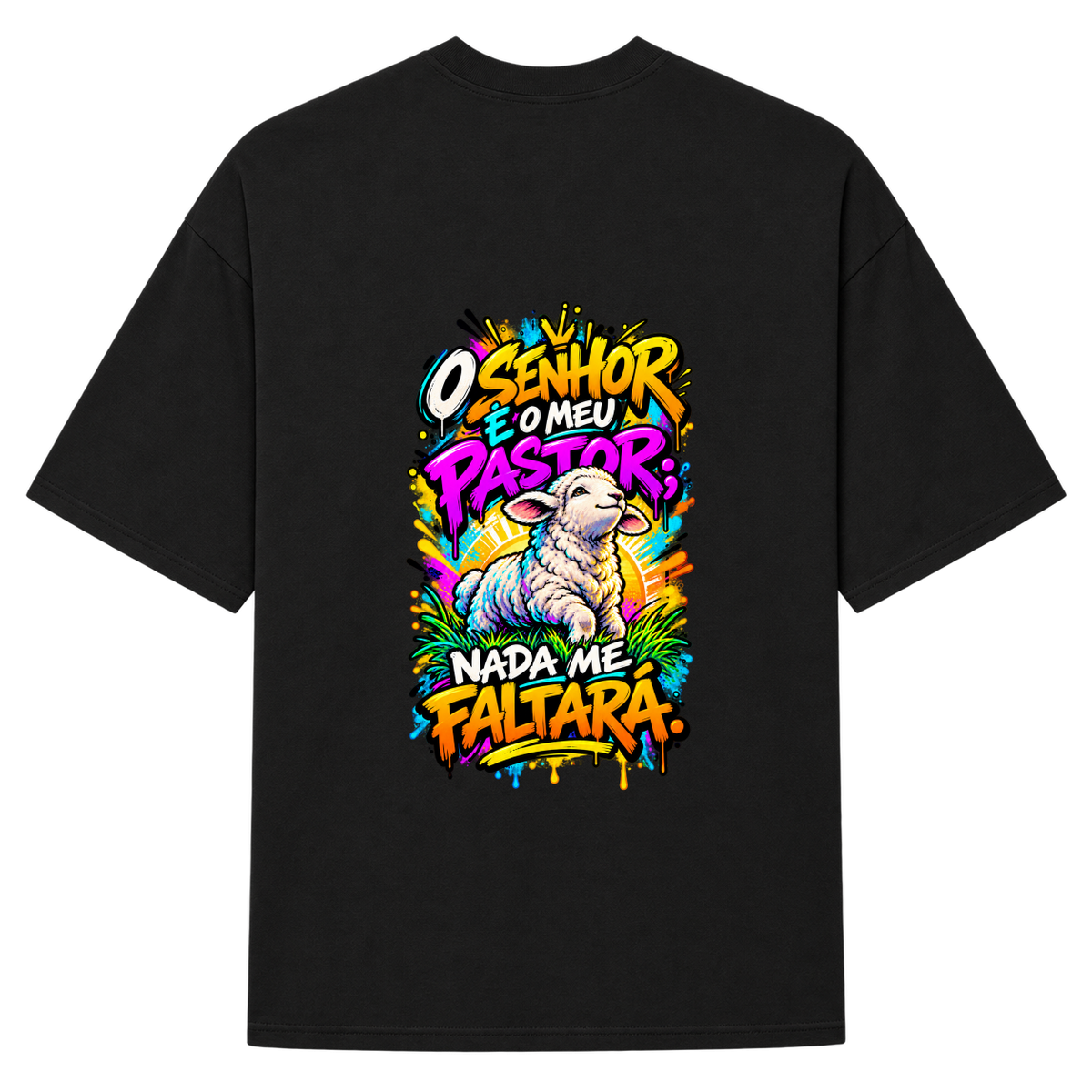 "Camiseta Oversized Cristã Salmo 23:1 | DÓKAH" Camiseta Oversized Suedine 220g