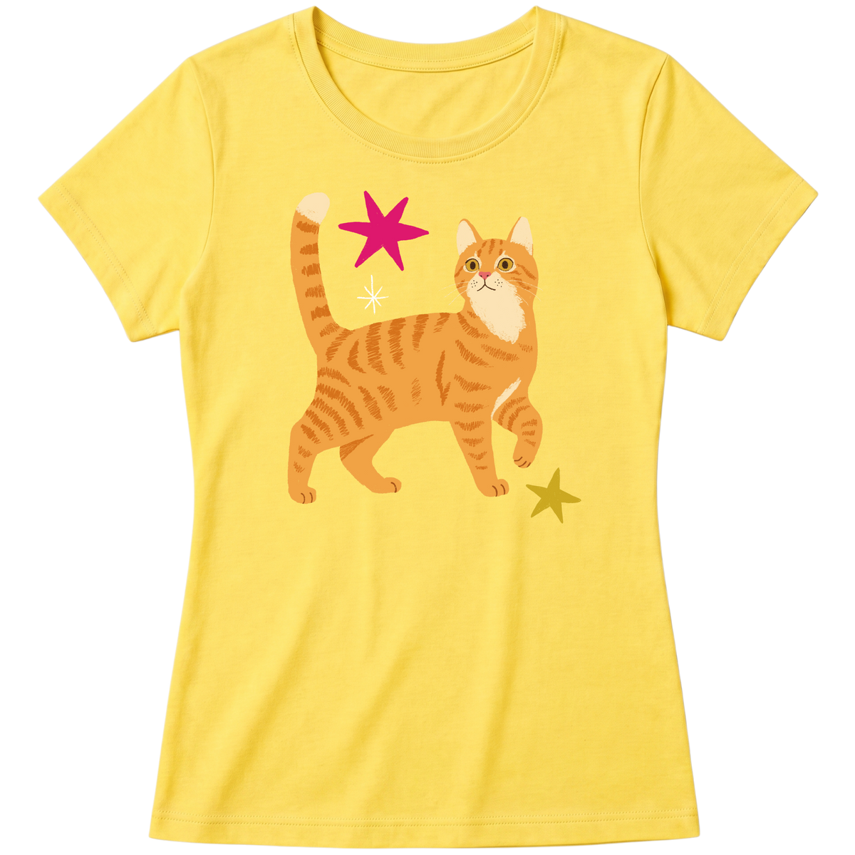 "Gato laranja rajado" Blusa Baby Look