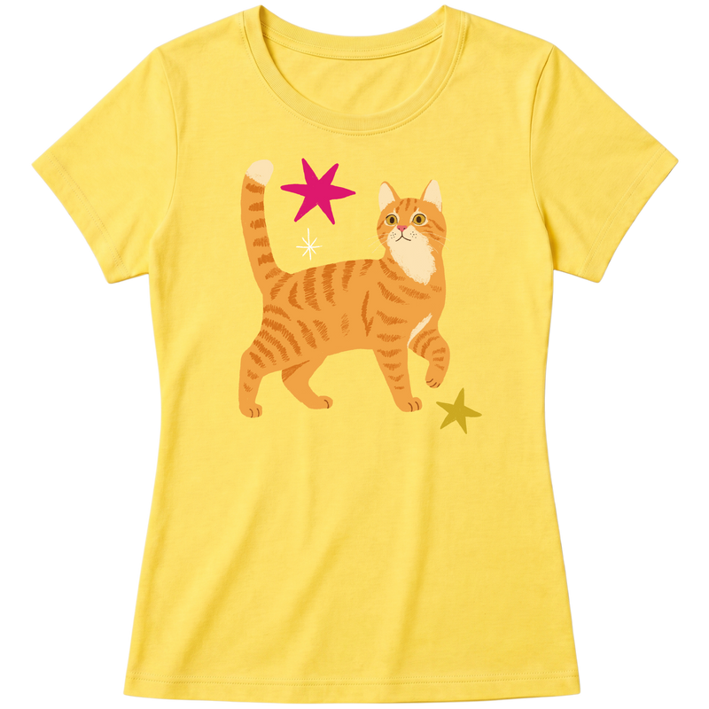 "Gato laranja rajado" Blusa Baby Look