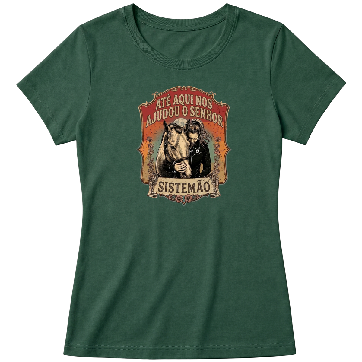 "Estampa ATE AQUI NOS AJUDOU O SENHOR" Blusa Baby Look