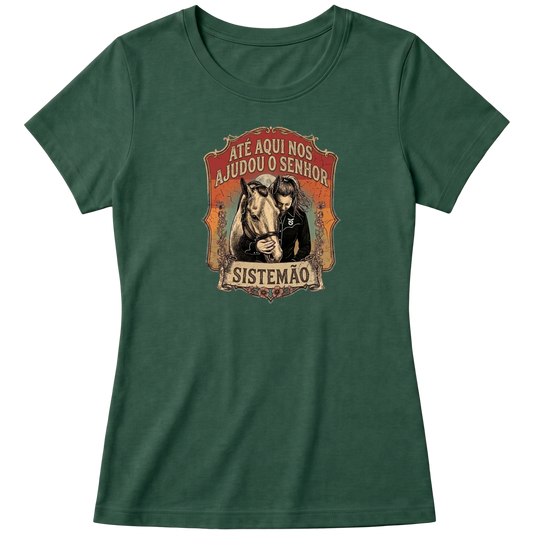 "Estampa ATE AQUI NOS AJUDOU O SENHOR" Blusa Baby Look