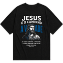 "Jesus é o caminho  camiseta oversized Essential" Oversized Básica 30.1