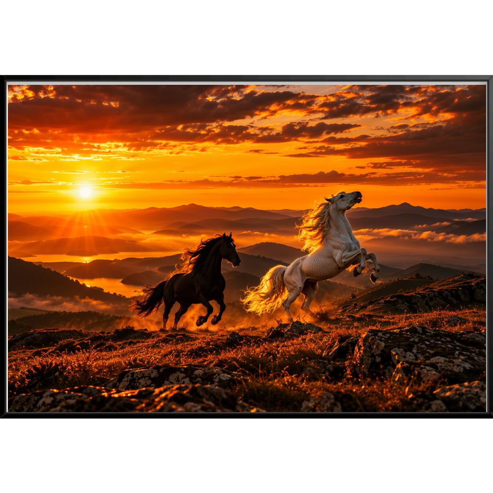 "Por do Sol" Quadro filete sem vidro acrílico