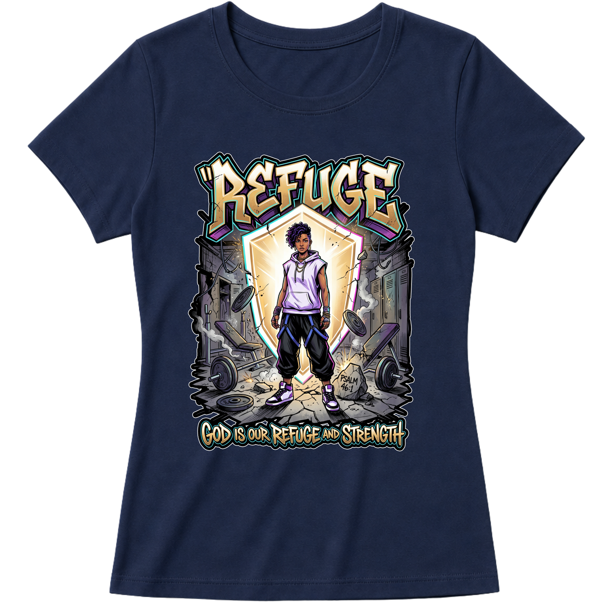 "Produto #010 Baby look REFUGE GOD" Blusa Baby Look