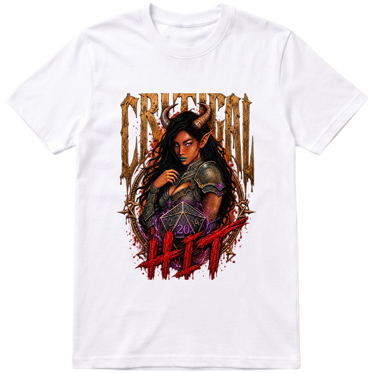 "Acerto Crítico – Guerreira Demoníaca" Camiseta Premium Unissex