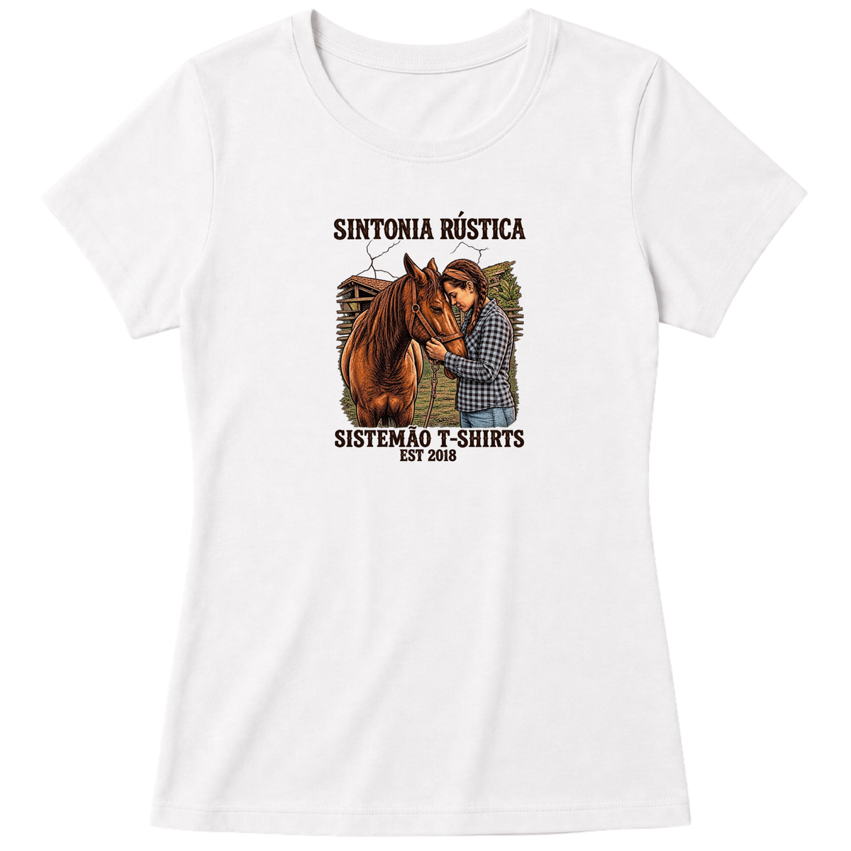 "Estampa/SINTONIA RÚSTICA" Blusa Baby Look