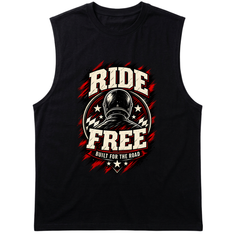 "Ride Free Motorcycle Vintage" Tank Top Machão Suedine