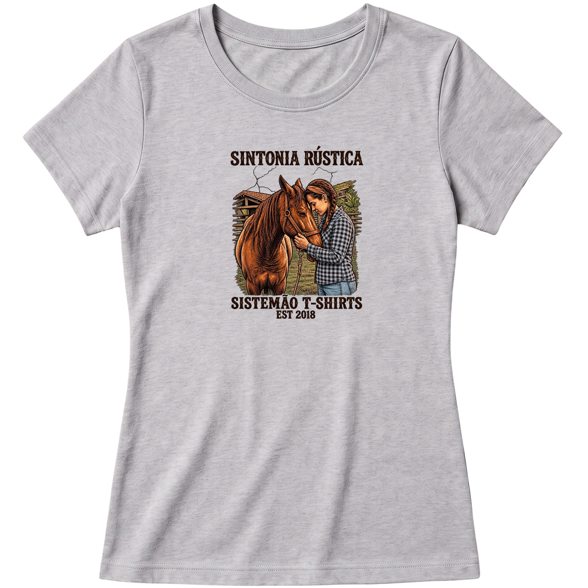 "Estampa/SINTONIA RÚSTICA" Blusa Baby Look