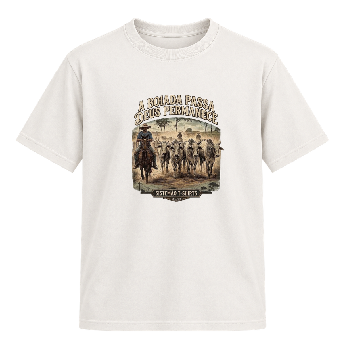 "Estampa/DEUS PERMANECE" Camiseta Regular Suedine
