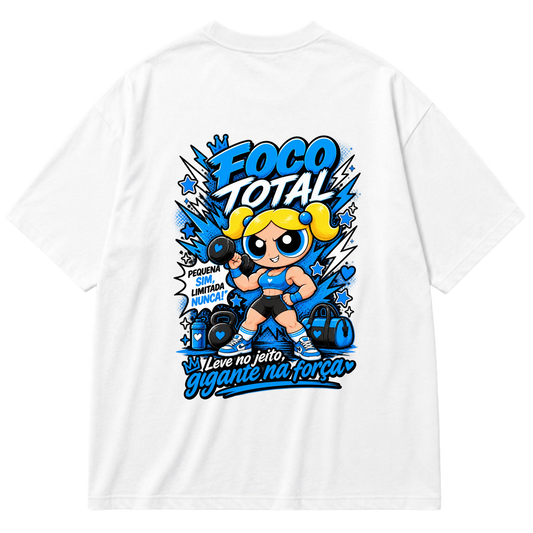 "Super Poderosa Azul" Oversized Premium 96% algodão 4% Elastano