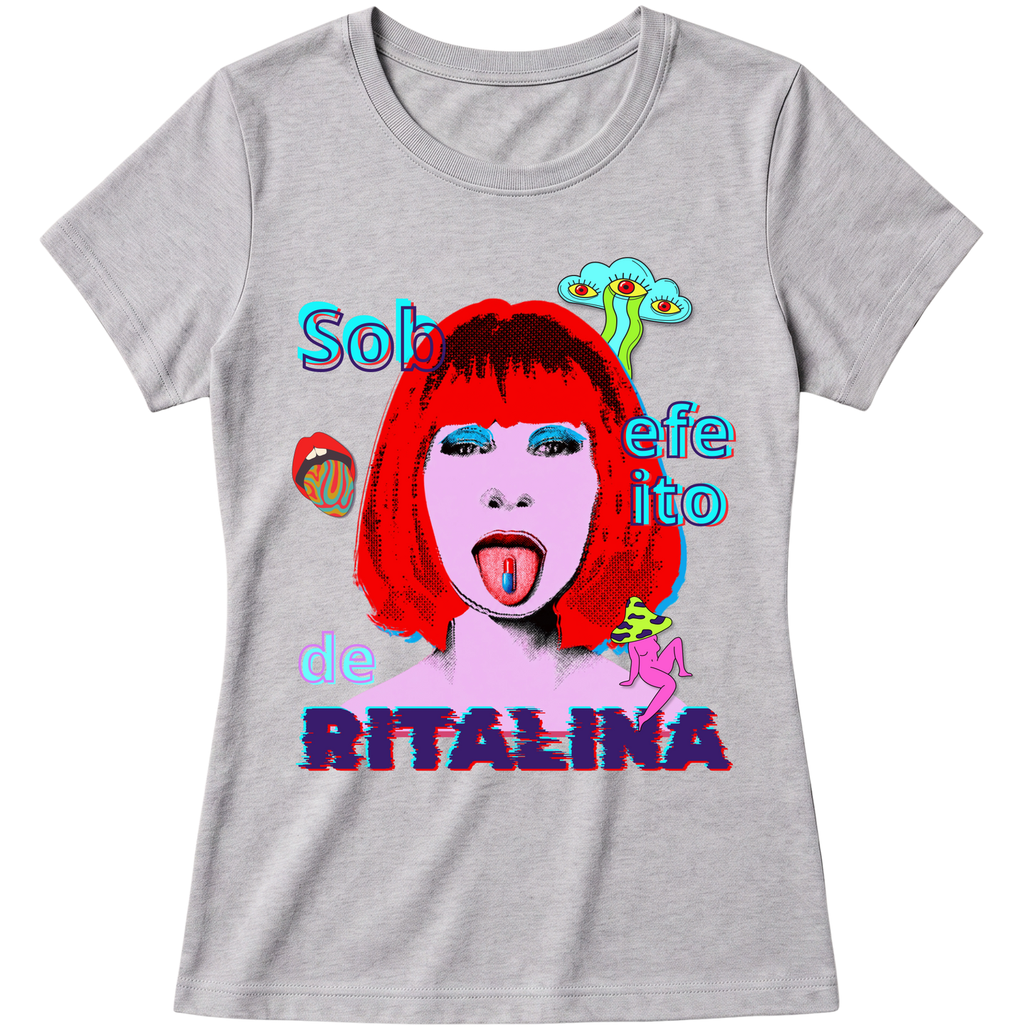 "Camiseta - Sob efeito de Ritalina" Blusa Baby Look