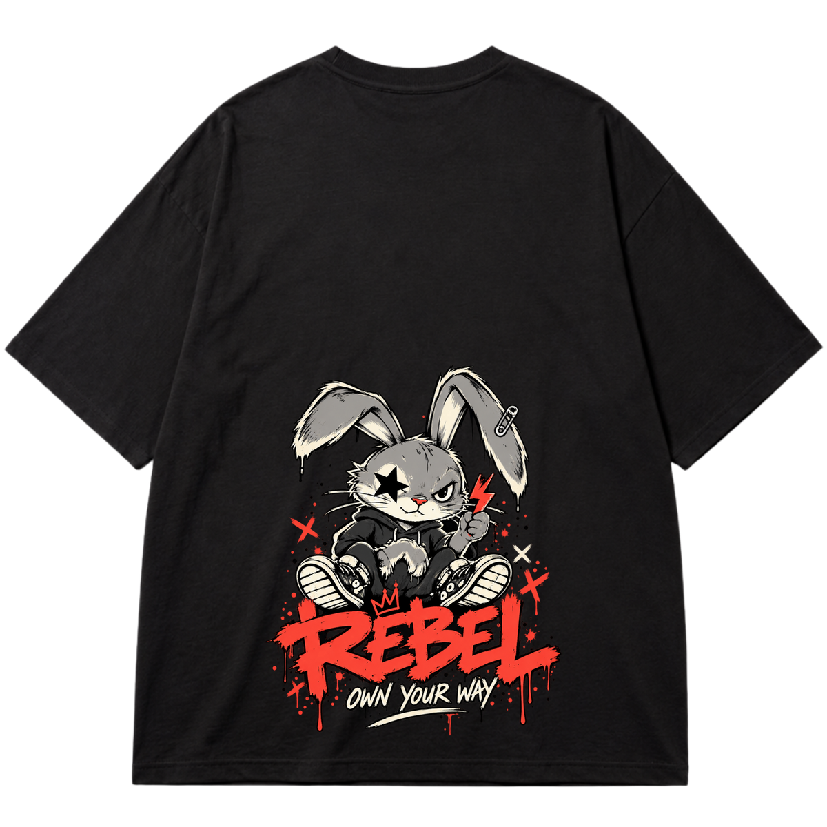 "Camiseta Oversized Cotton - Rebel" Oversized Premium 96% algodão 4% Elastano