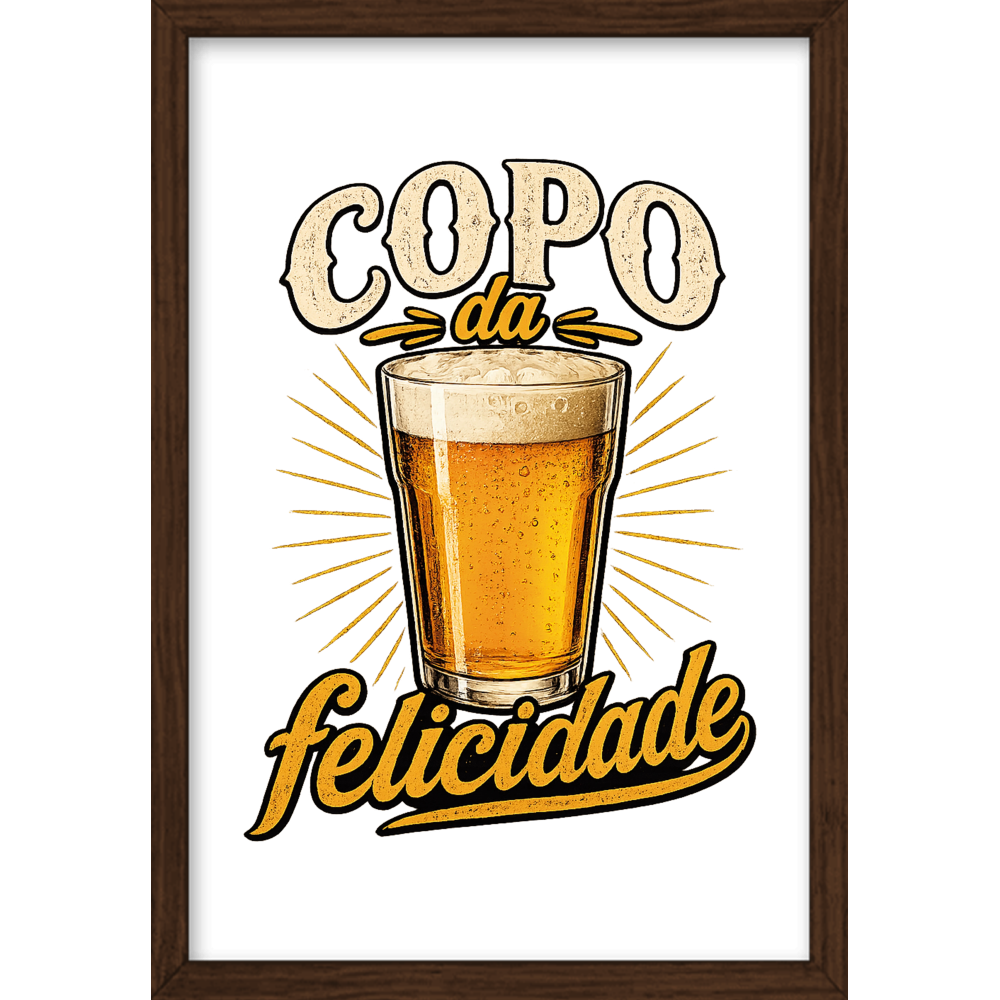 "Copo da Felicidade" Quadro caixa sem vidro acrílico