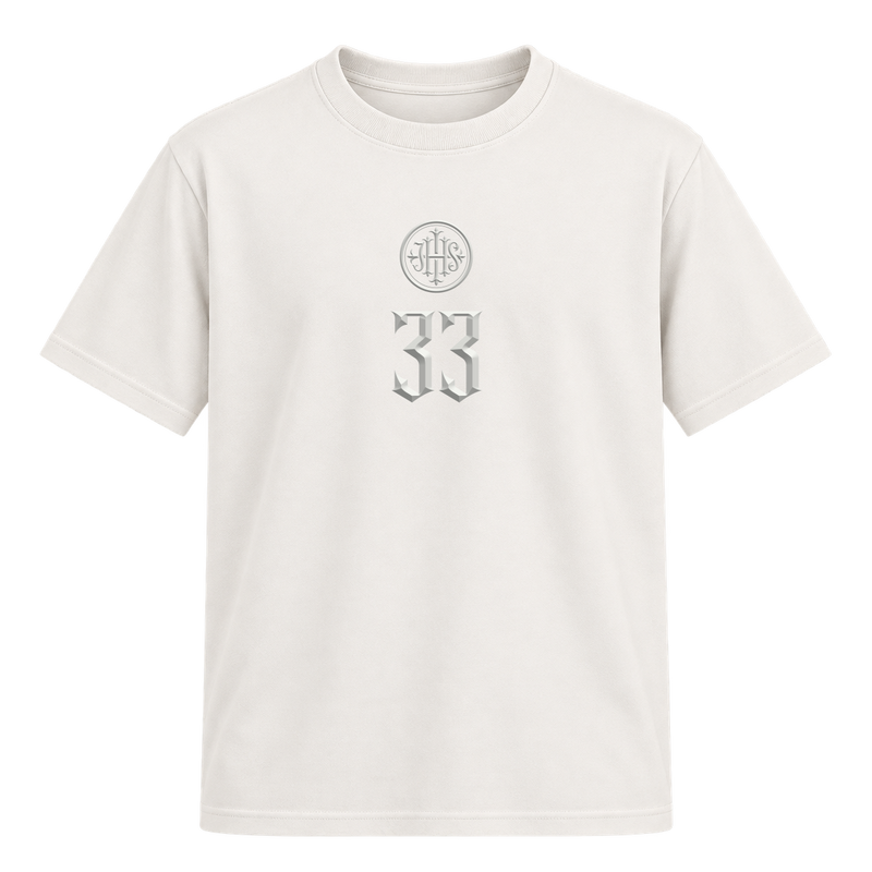 "Catholic 33 All White" Camiseta Regular Suedine