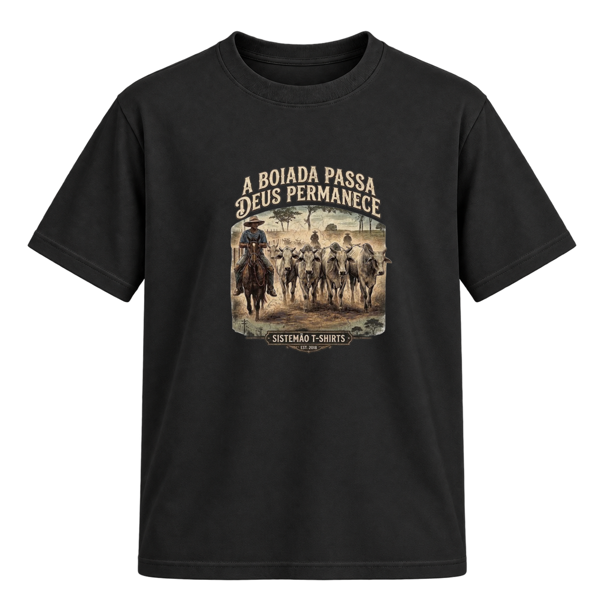 "Estampa/DEUS PERMANECE" Camiseta Regular Suedine