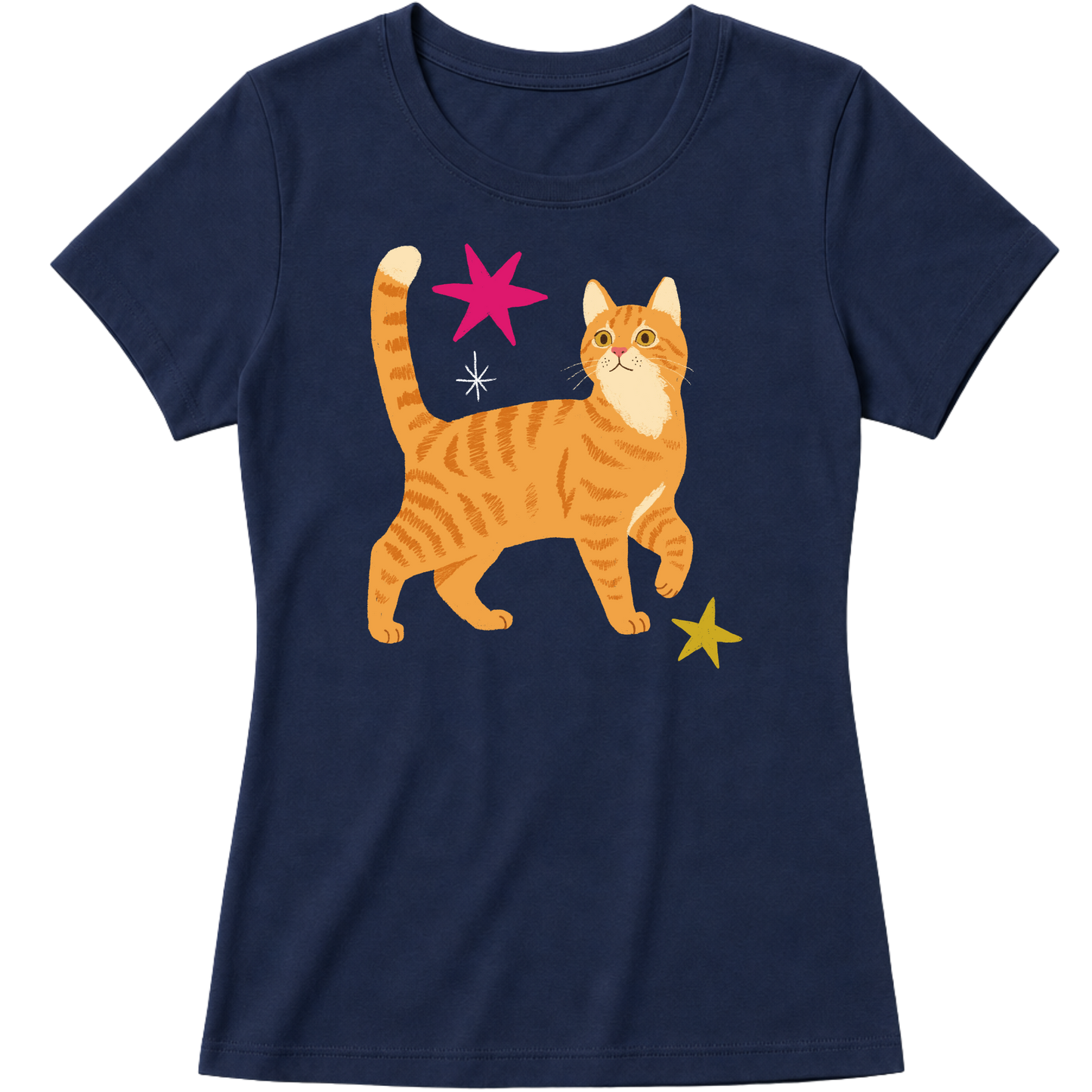 "Gato laranja rajado" Blusa Baby Look