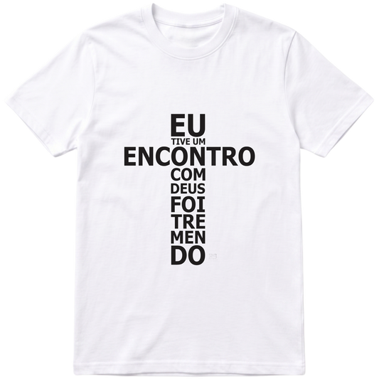 "ENCONTRO COM DEUS BRANCA EXCLUSIVA" Camiseta regular básica