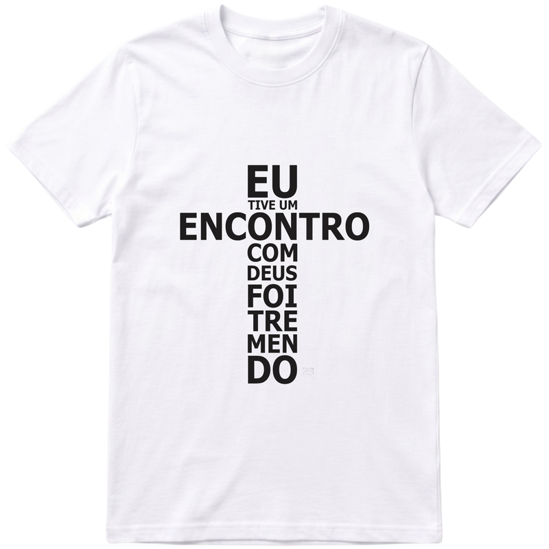 "ENCONTRO COM DEUS BRANCA EXCLUSIVA" Camiseta regular básica
