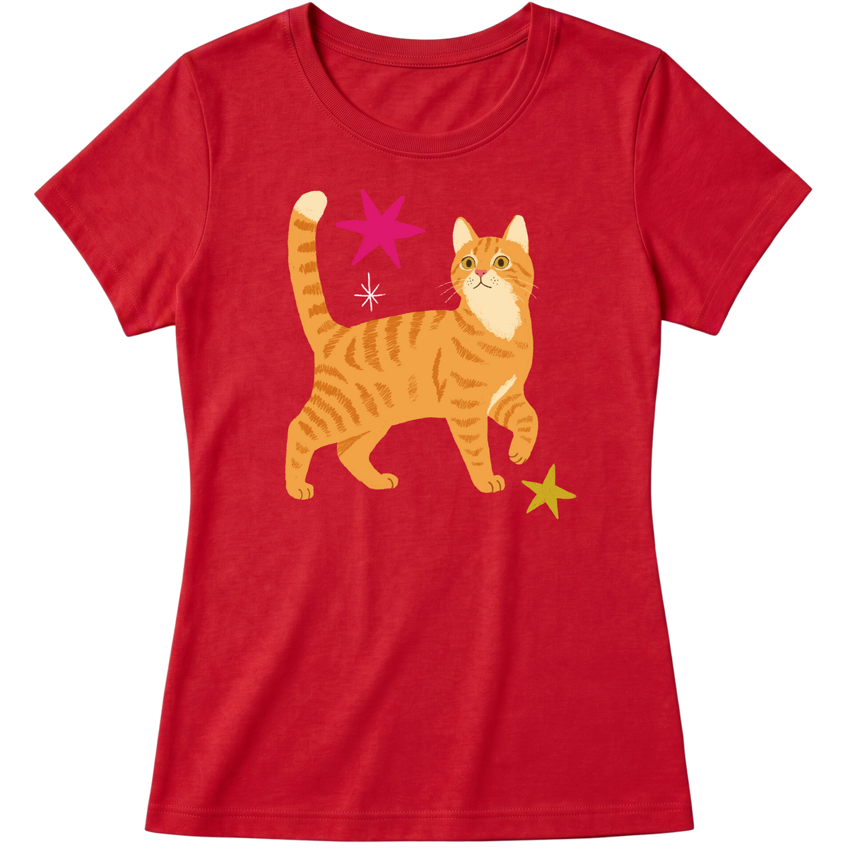 "Gato laranja rajado" Blusa Baby Look