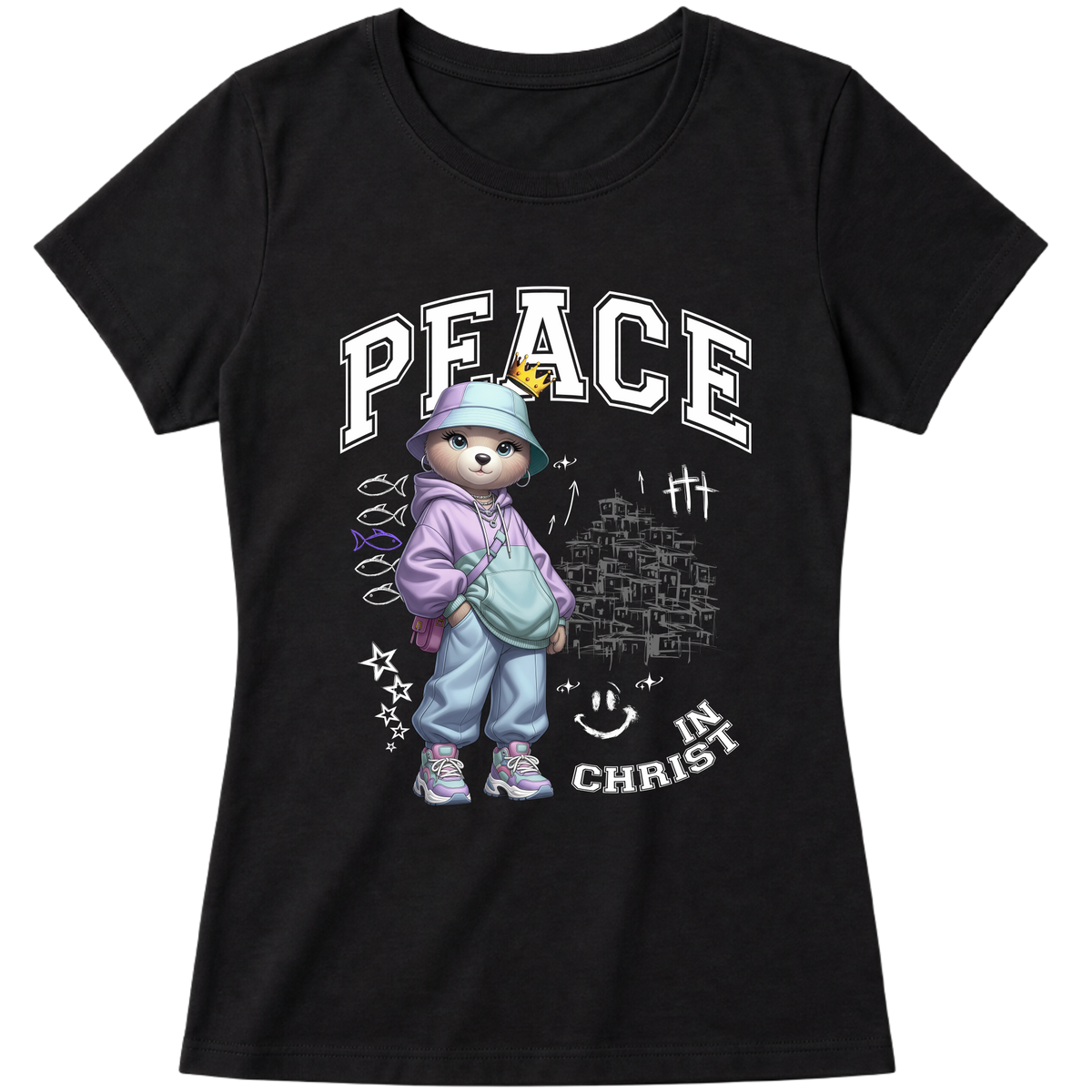 "Produto #009 Baby look PEACE IN CHRIST" Blusa Baby Look