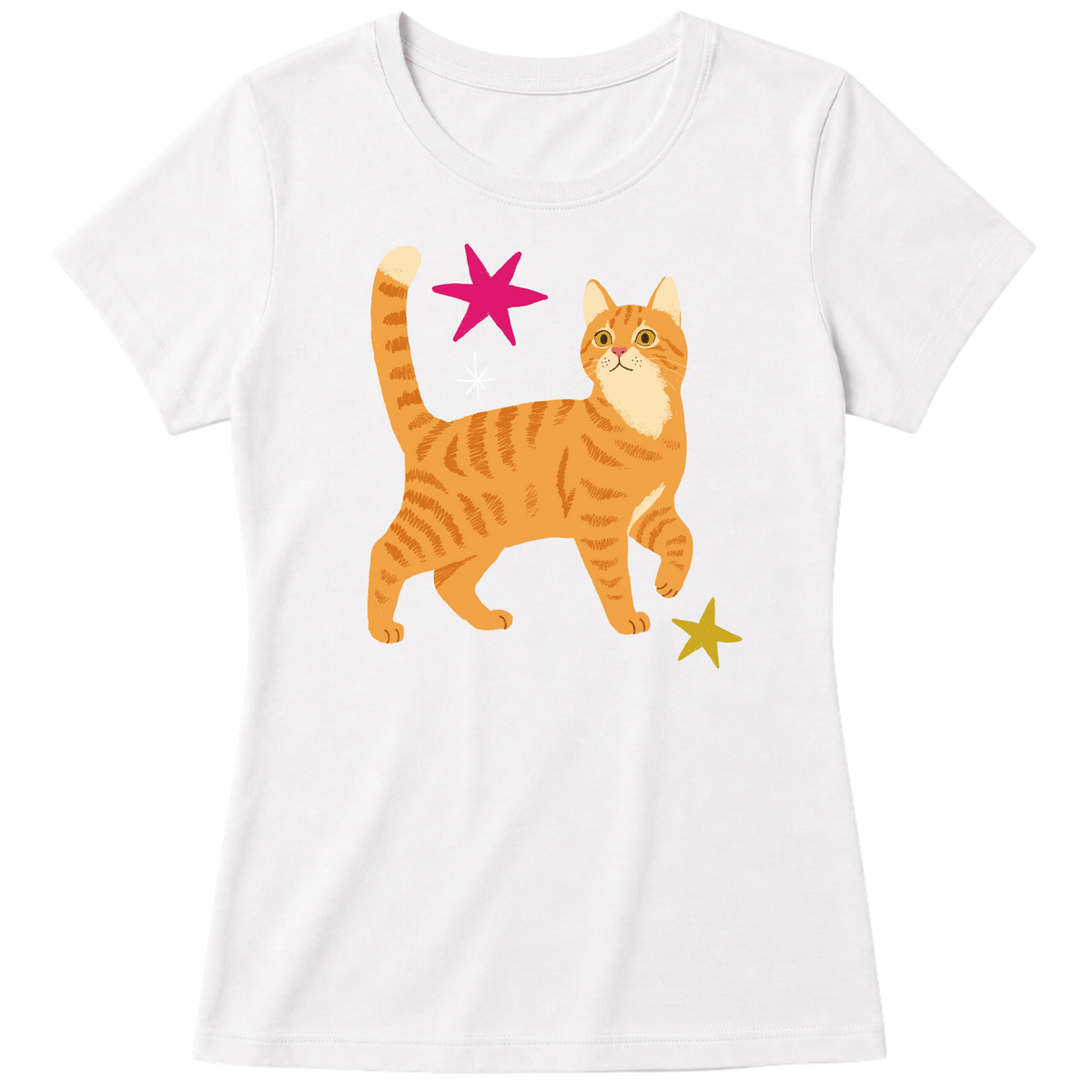 "Gato laranja rajado" Blusa Baby Look