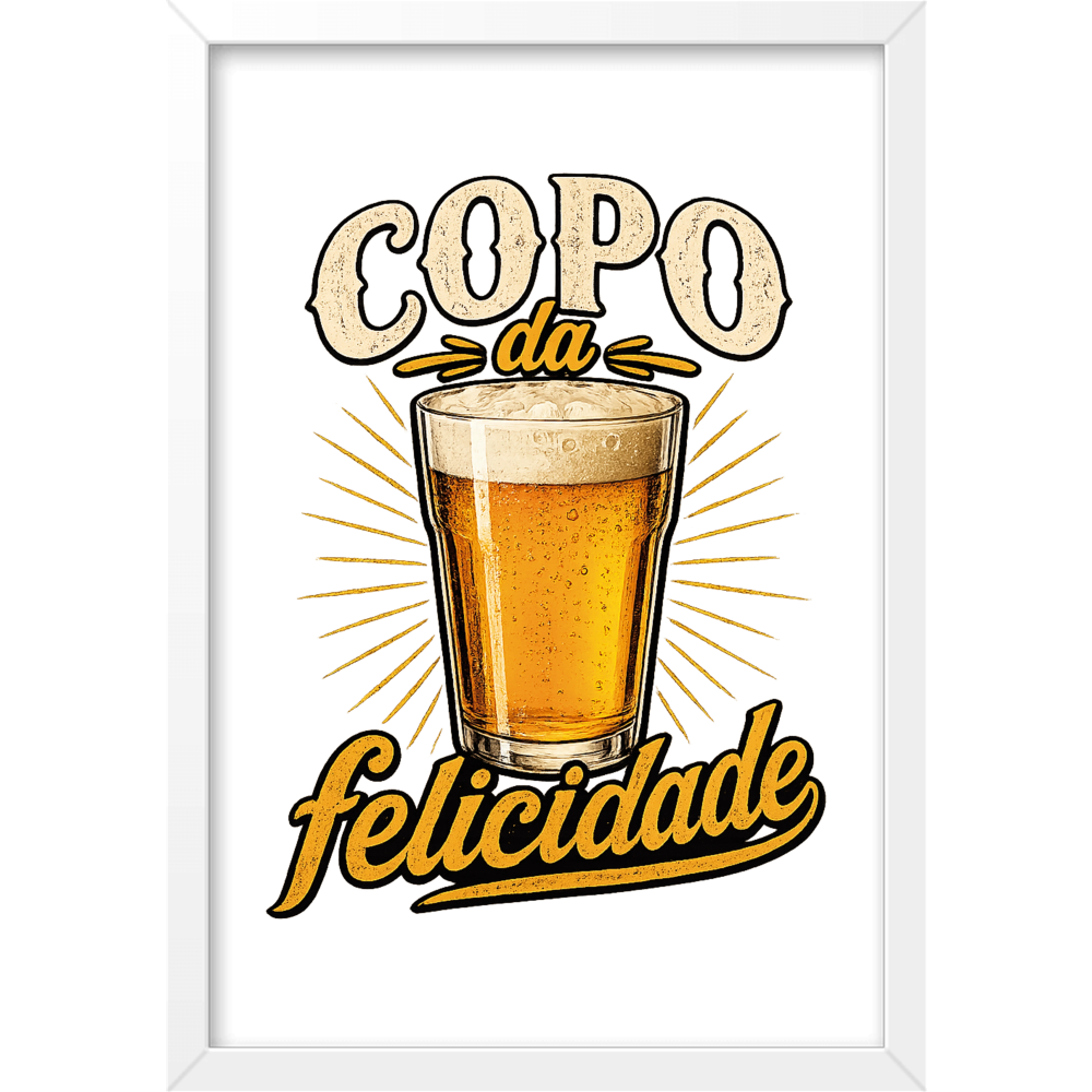 "Copo da Felicidade" Quadro caixa sem vidro acrílico