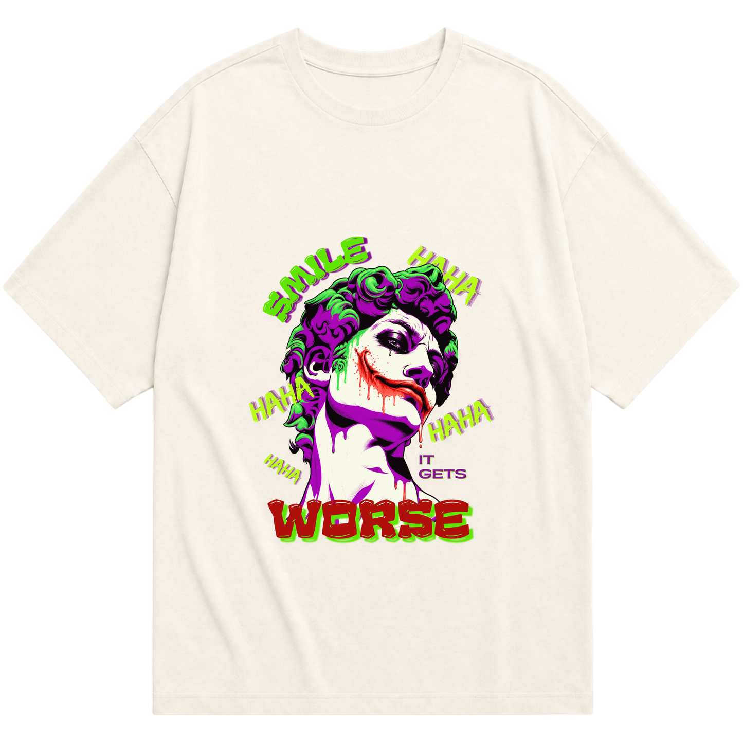 "Camiseta SMILE IT GETS WORSE - Coringa" Camiseta Oversized Básica
