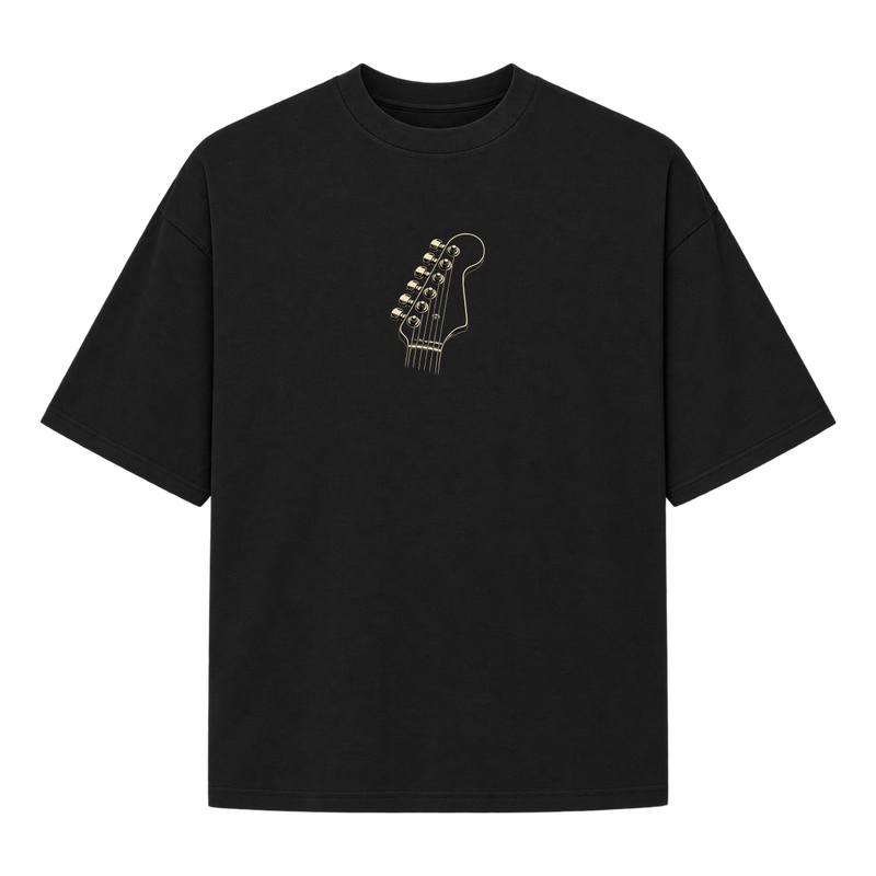 "Produto #004 de headstock strato" Camiseta Oversized Suedine 220g