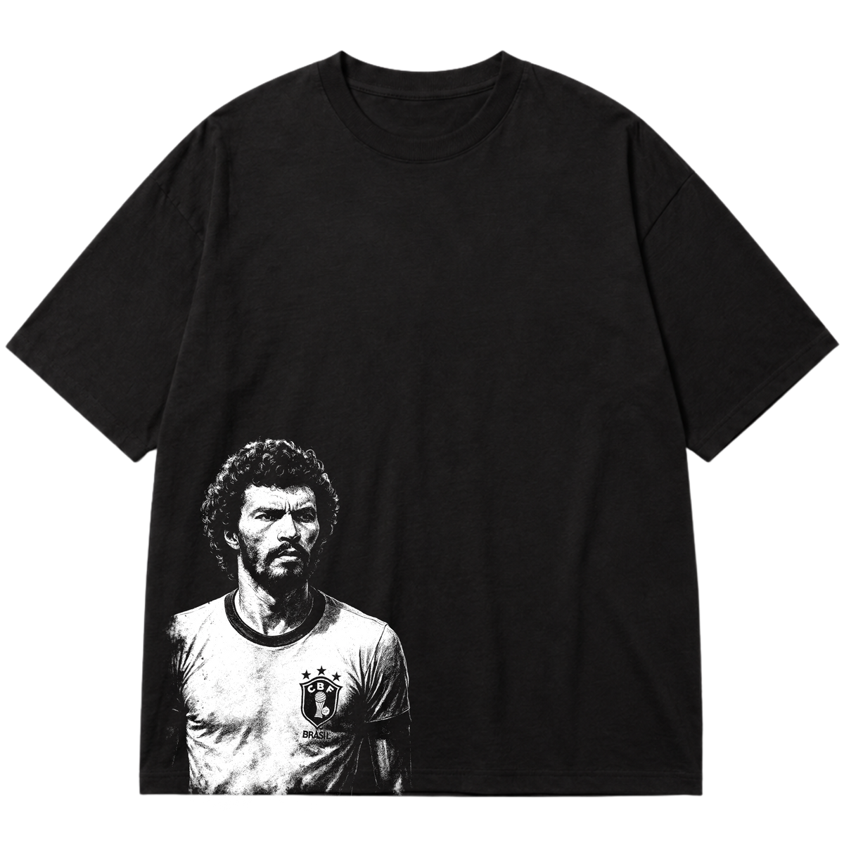 "Ícone dos gramados, eternizado no streetwear." Oversized Premium 96% algodão 4% Elastano