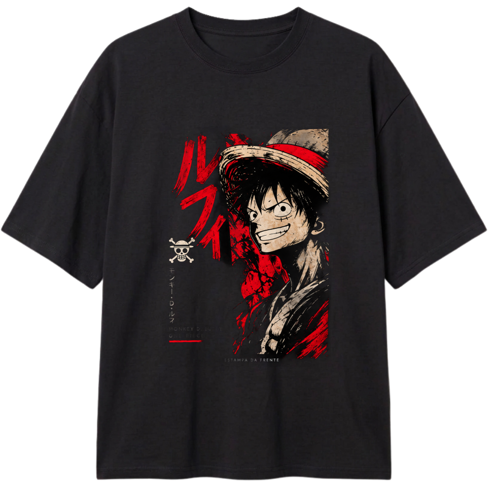 "Camiseta Oversized One Piece Monkey D. Luffy" Camiseta Oversized Classic